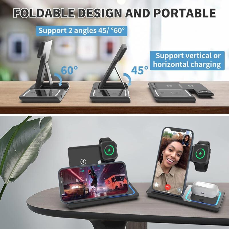 شارژر بی سیم فست شارژ و استند رومیزی Foldable 15W