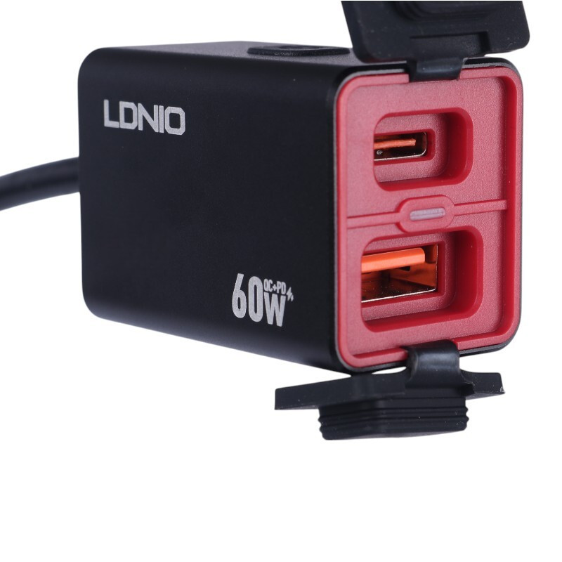 شارژر موبایل موتور سیکلت فست شارژ LDNIO C108 QC3.0 PD 3A 30W