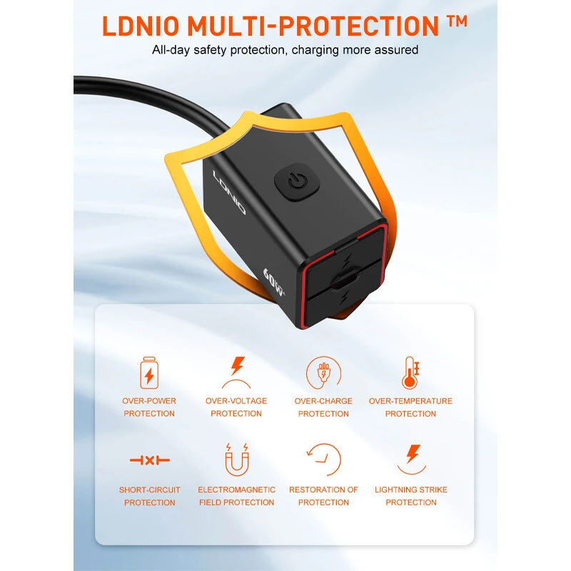 شارژر موبایل موتور سیکلت فست شارژ LDNIO C108 QC3.0 PD 3A 30W