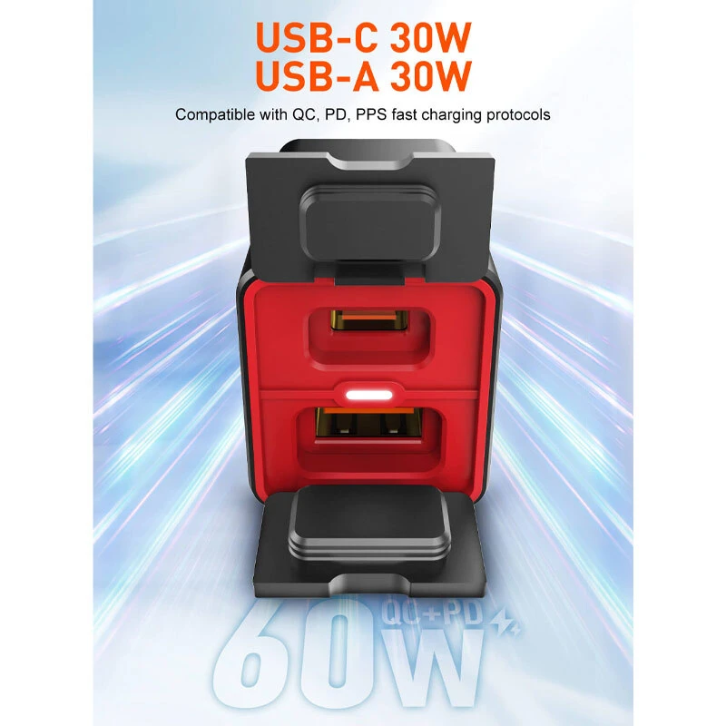 شارژر موبایل موتور سیکلت فست شارژ LDNIO C108 QC3.0 PD 3A 30W