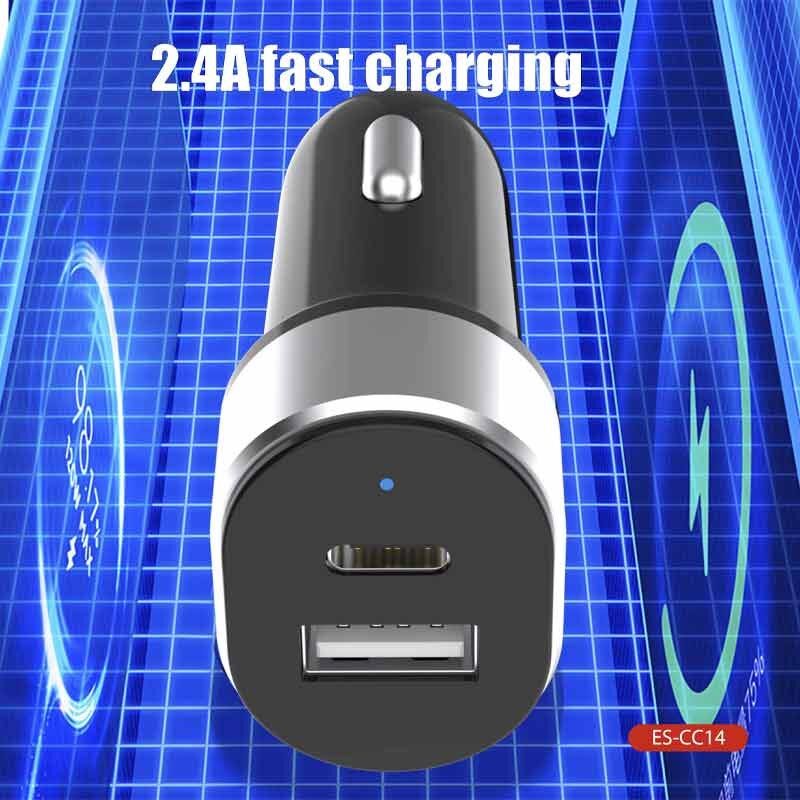 شارژر فندکی فست شارژ Earldom ES-CC14 2.4A QC3.0 PD 12W + کابل تبدیل تایپ سی