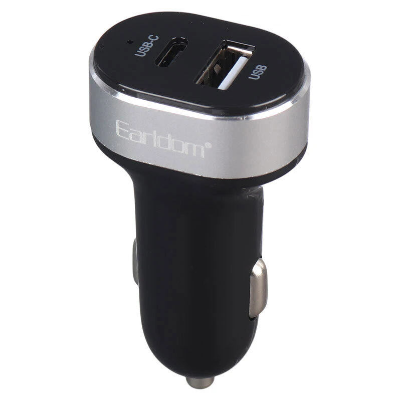 شارژر فندکی فست شارژ Earldom ES-CC14 2.4A QC3.0 PD 12W + کابل تبدیل تایپ سی