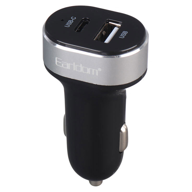 شارژر فندکی فست شارژ Earldom ES-CC14 2.4A QC3.0 PD 12W + کابل تبدیل تایپ سی