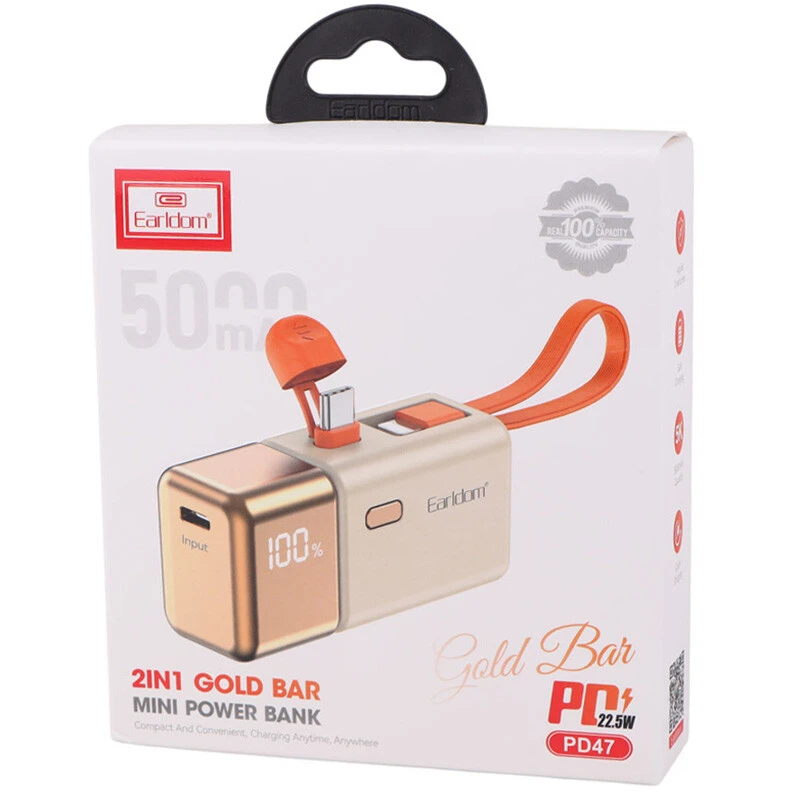 پاوربانک فست شارژ ارلدام ET-PD47 PD 22.5W ظرفیت 5000 میلی آمپر ساعت