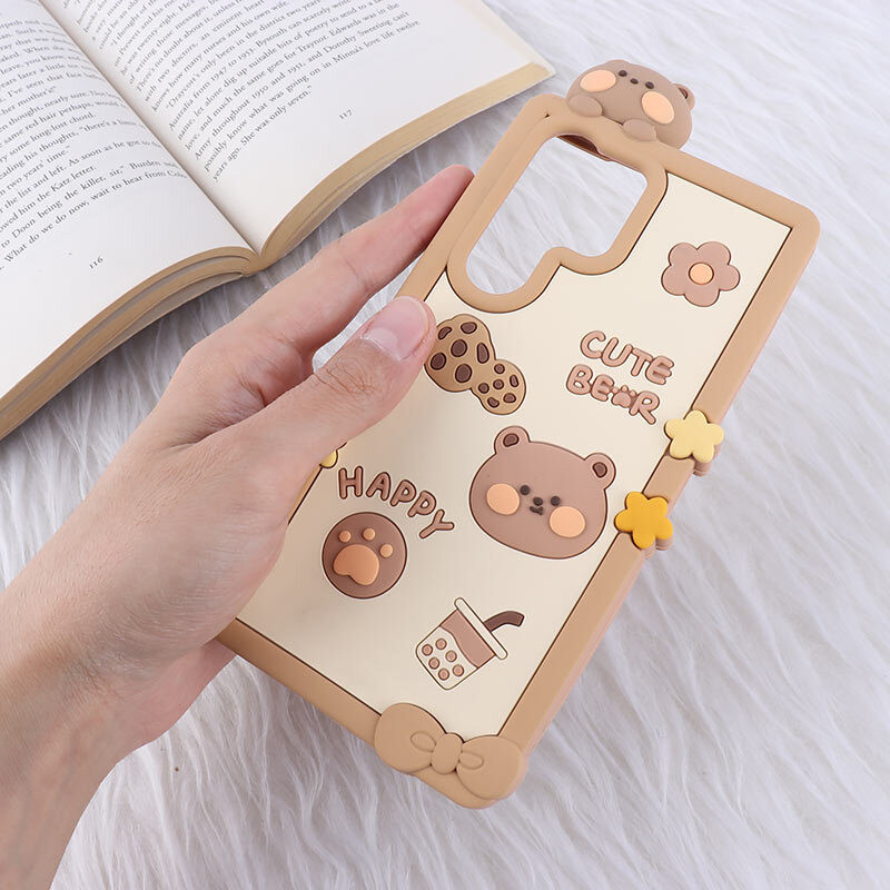 قاب عروسکی سامسونگ Galaxy S23 Ultra طرح Cute Bear Happy