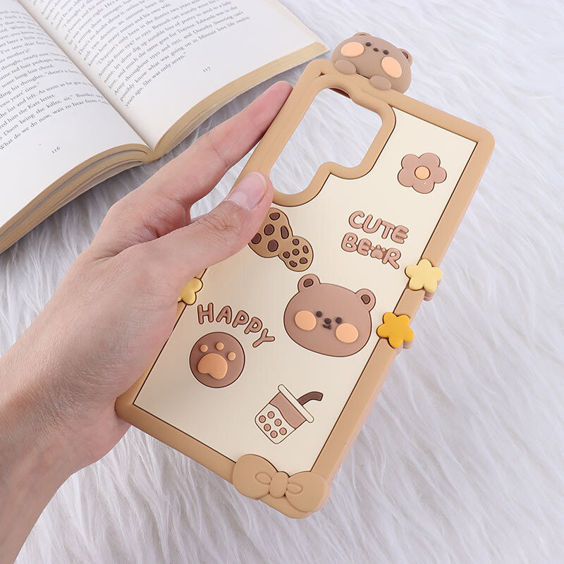 قاب عروسکی سامسونگ Galaxy S24 Ultra طرح Cute Bear Happy