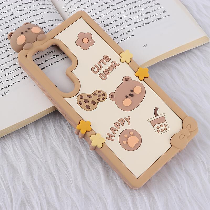 قاب عروسکی سامسونگ Galaxy S24 Ultra طرح Cute Bear Happy