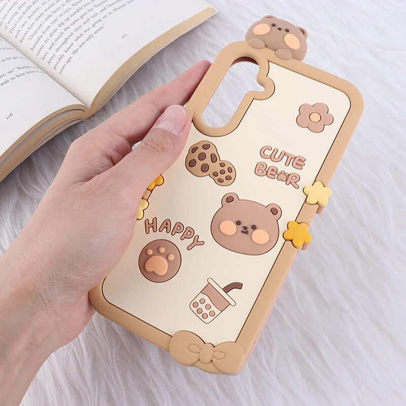 قاب عروسکی سامسونگ Galaxy A55 طرح Cute Bear Happy