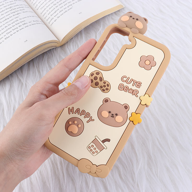 قاب عروسکی سامسونگ Galaxy S21 FE 5G طرح Cute Bear Happy