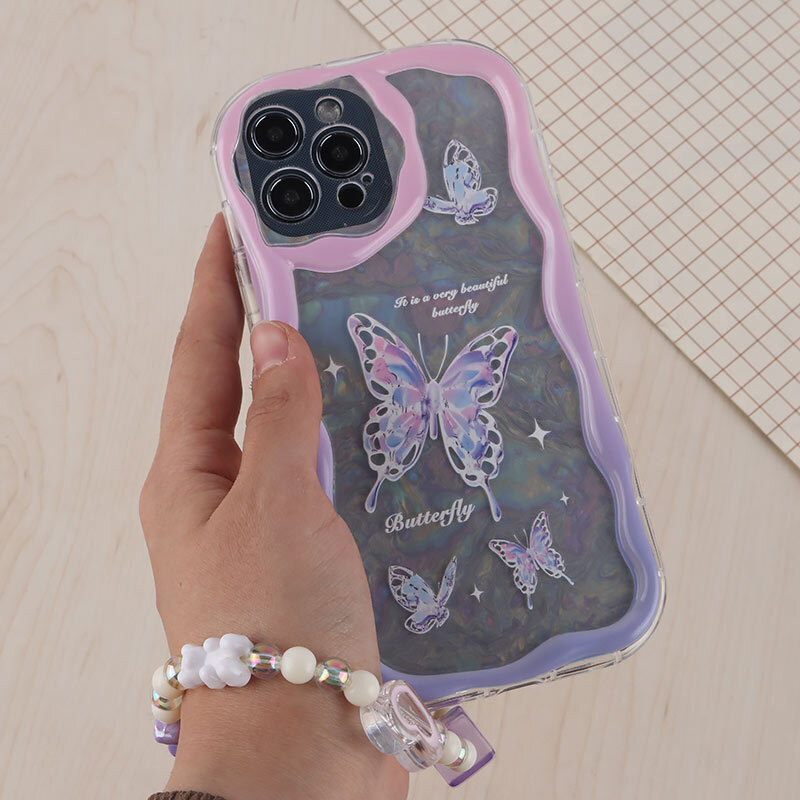 قاب Butterfly آیفون iPhone 12 Pro Max پاستیلی آویزدار محافظ لنزدار