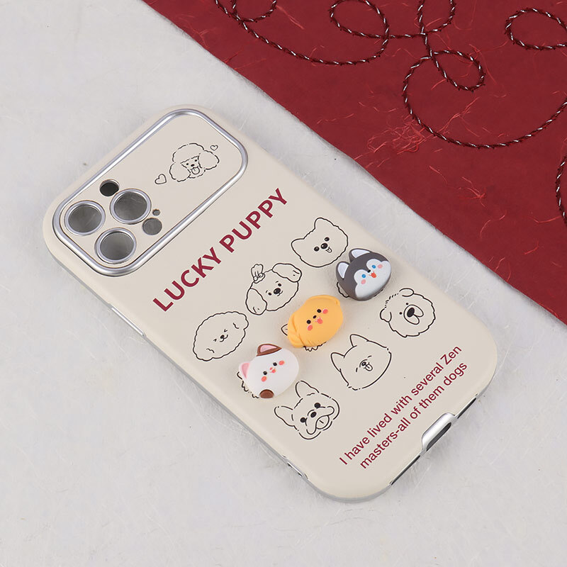 قاب آیفون ۱۲ پرو مکس Lucky Puppy عروسکی برجسته محافظ لنزدار