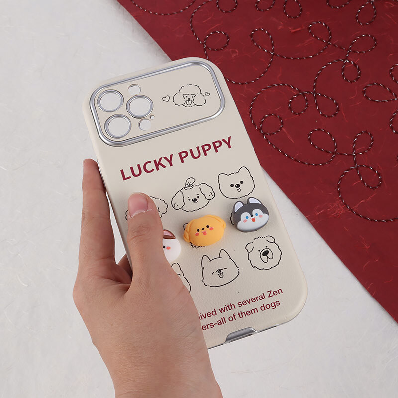 قاب آیفون ۱۲ پرو مکس Lucky Puppy عروسکی برجسته محافظ لنزدار