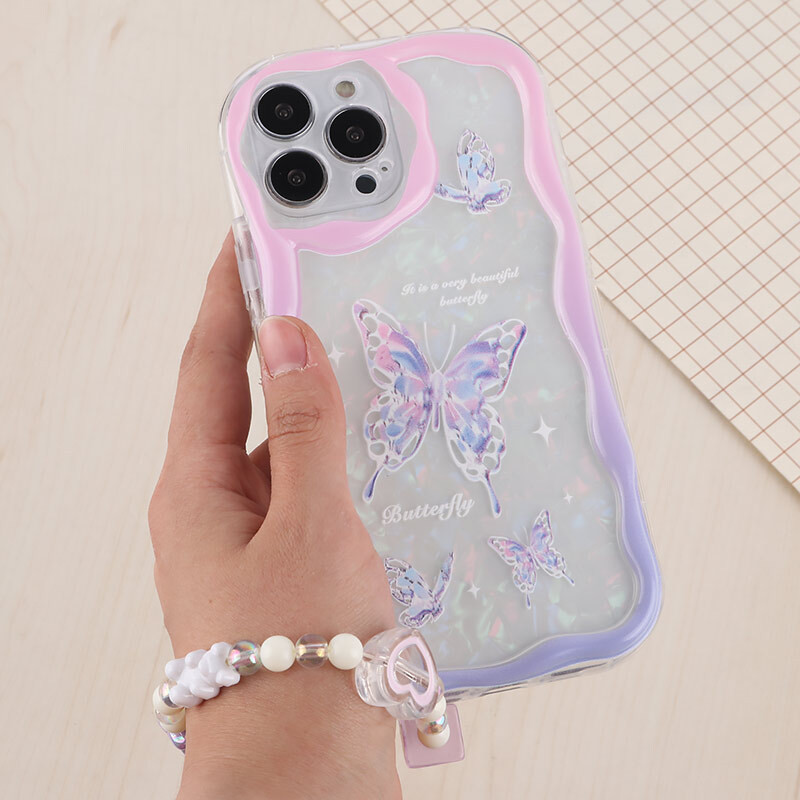 قاب Butterfly آیفون iPhone 13 Pro Max پاستیلی آویزدار محافظ لنزدار