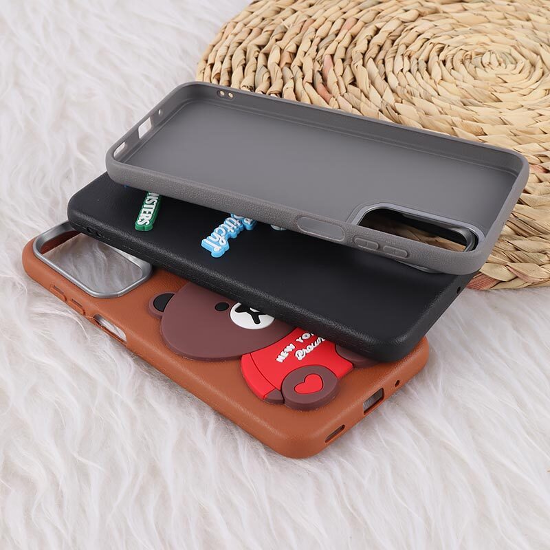 قاب چرمی ژله ای Leather سامسونگ Galaxy A16 طرح دار عروسکی برجسته