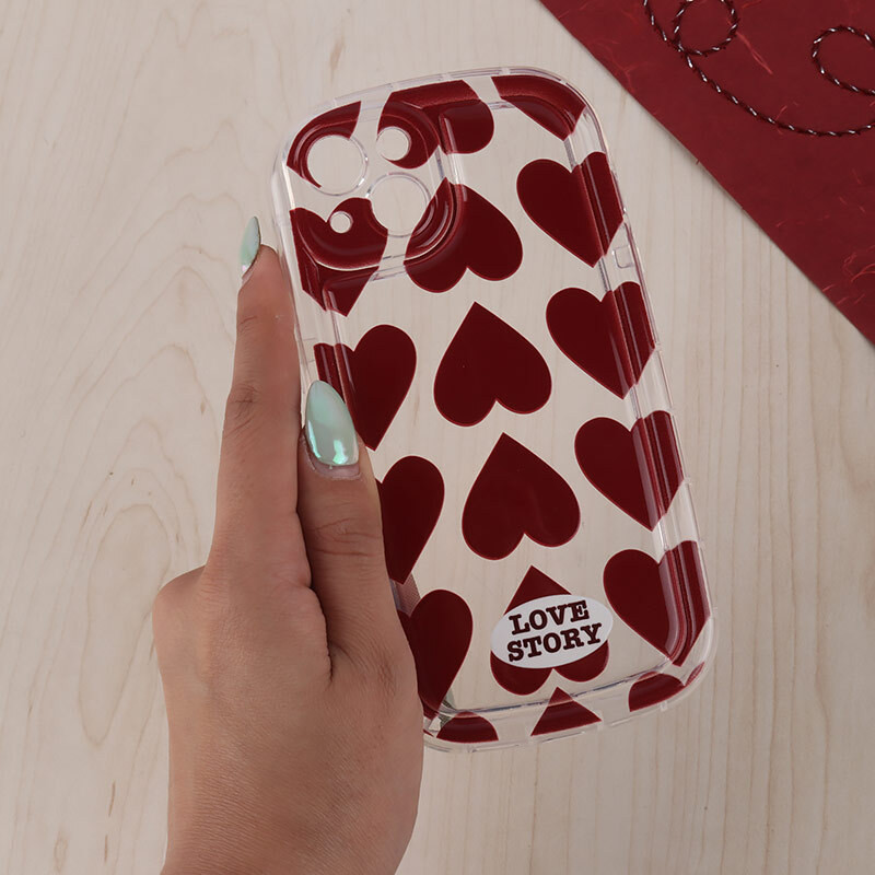 قاب Love Story آیفون iPhone 13 طرح قلب محافظ لنزدار