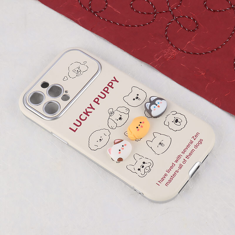 قاب آیفون ۱۳ پرو مکس Lucky Puppy عروسکی برجسته محافظ لنزدار
