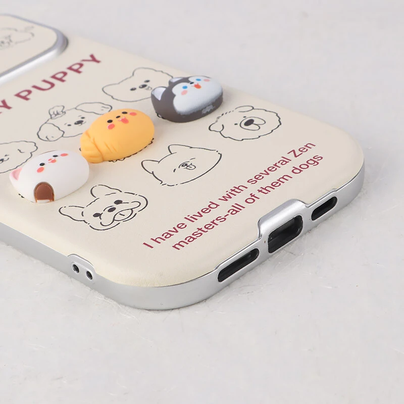 قاب Lucky Puppy آیفون iPhone 15 Pro Max عروسکی برجسته محافظ لنزدار