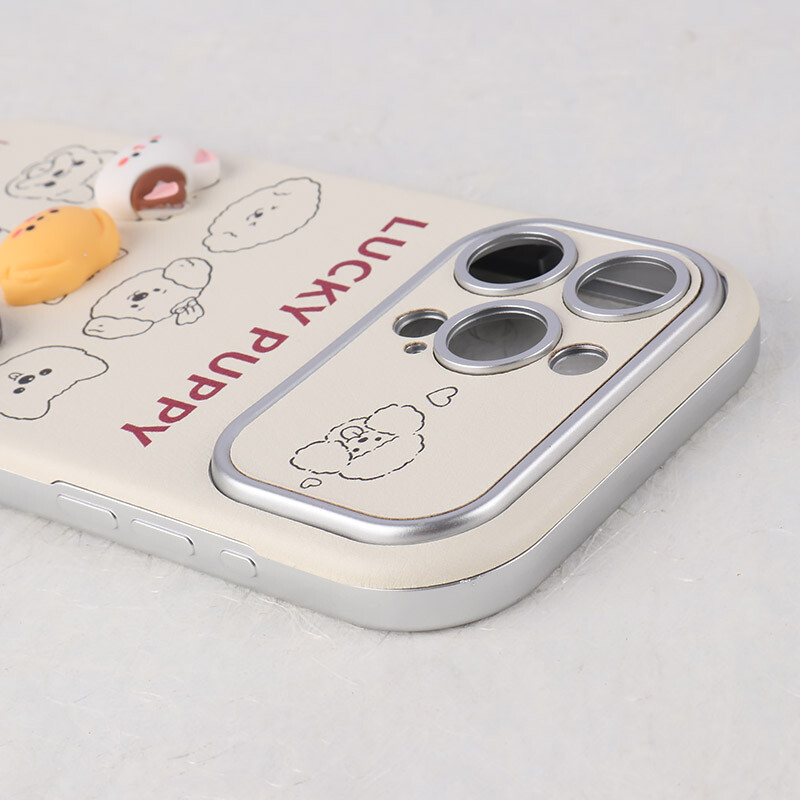قاب Lucky Puppy آیفون iPhone 15 Pro Max عروسکی برجسته محافظ لنزدار