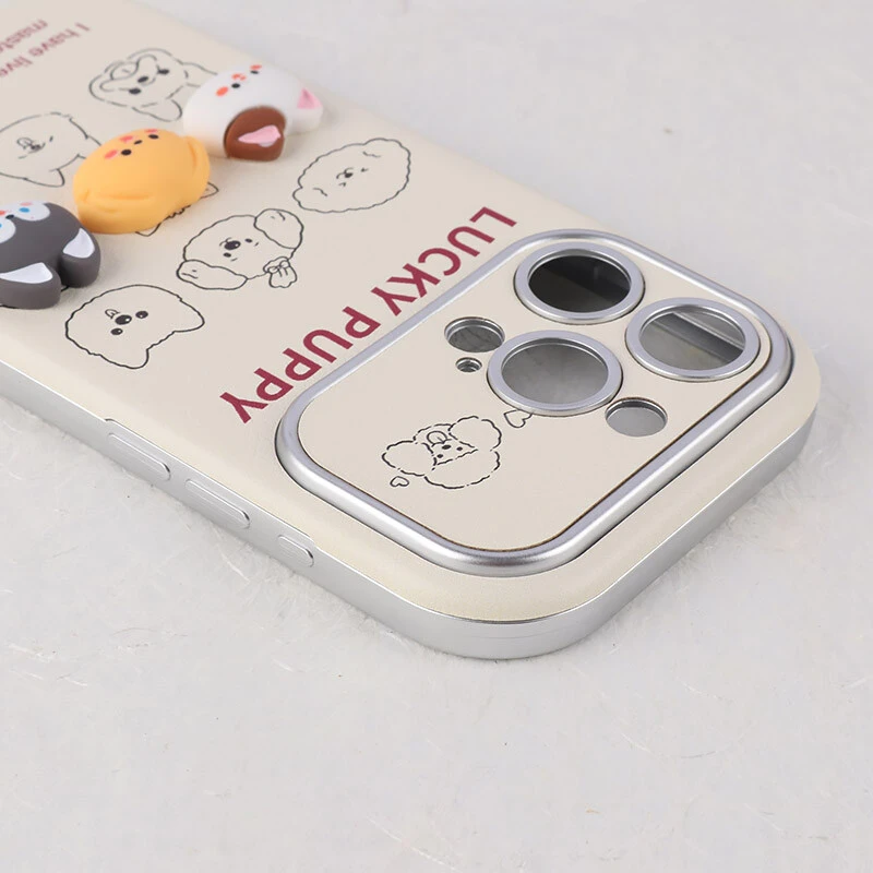 قاب Lucky Puppy آیفون iPhone 15 Pro عروسکی برجسته محافظ لنزدار