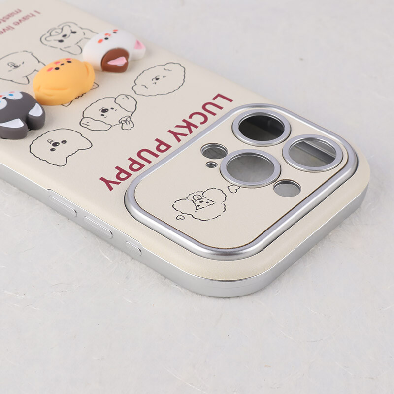 قاب Lucky Puppy آیفون iPhone 15 Pro عروسکی برجسته محافظ لنزدار