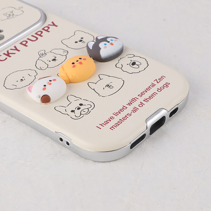 قاب Lucky Puppy آیفون iPhone 15 Pro عروسکی برجسته محافظ لنزدار