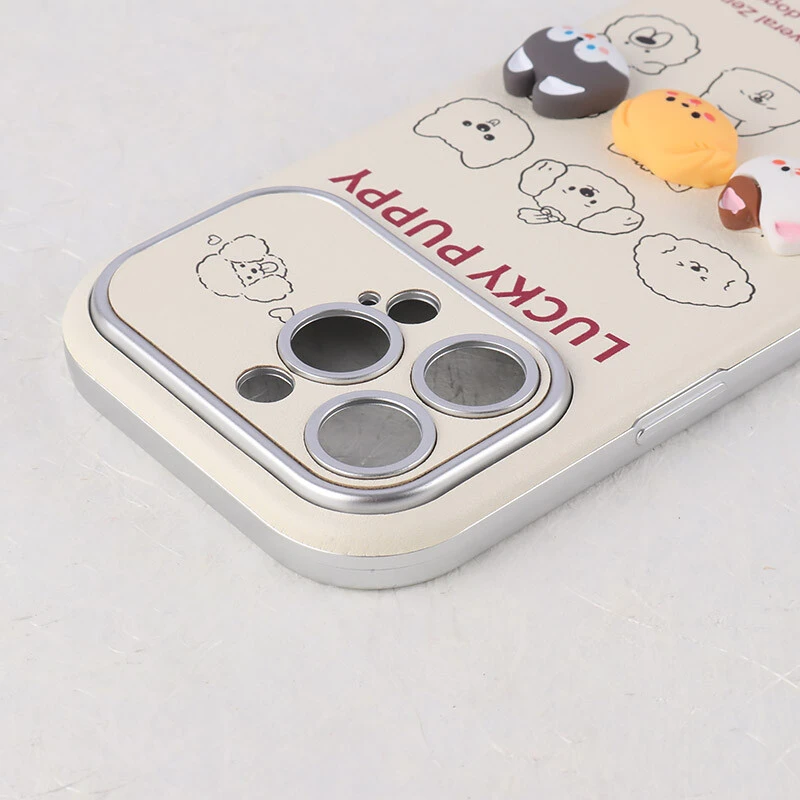قاب Lucky Puppy آیفون iPhone 15 Pro عروسکی برجسته محافظ لنزدار