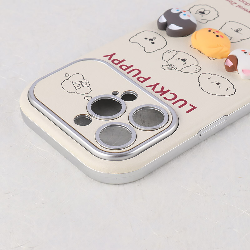 قاب Lucky Puppy آیفون iPhone 15 Pro عروسکی برجسته محافظ لنزدار