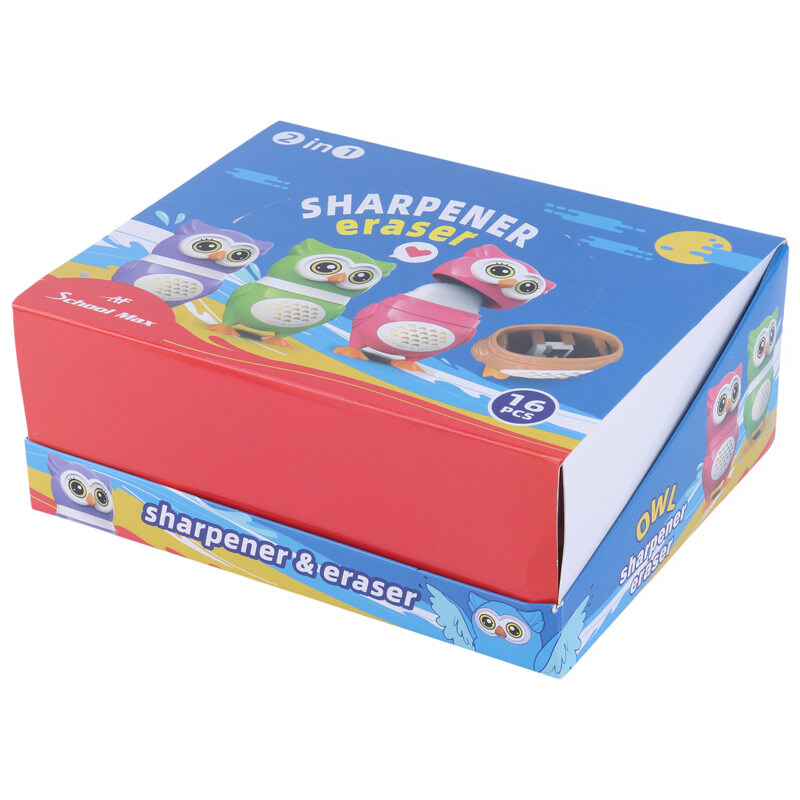 پاک کن و تراش مخزن دار AF School Max AF037 بسته 16 عددی