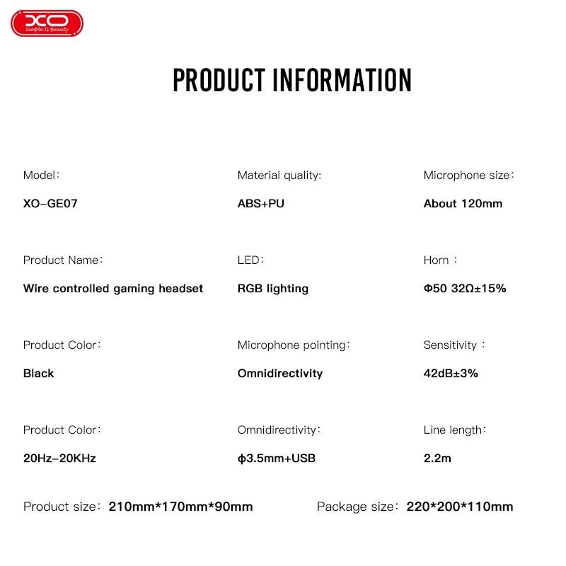 هدست گیمینگ سیم دار ایکس او XO-GE07
