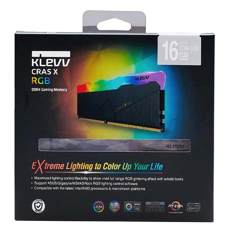 رم کامپیوتر Klevv CRAS X RGB DDR4 16GB 3200MHz CL16 Dual