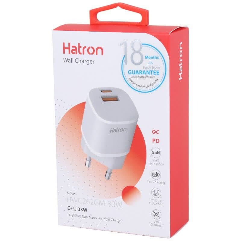 شارژر دیواری 30 وات هترون HWC262GM QC3.0 PD 3A