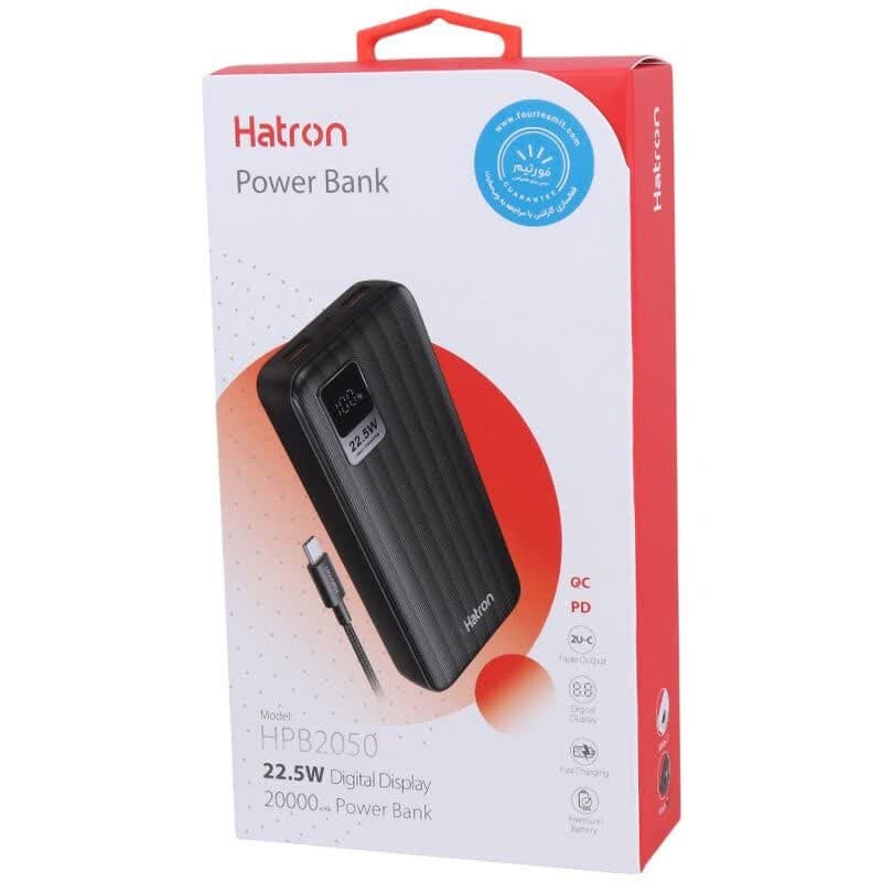 پاور بانک فست شارژ هترون HPB2050 PD QC3 22.5W ظرفیت 20000 میلی آمپر ساعت