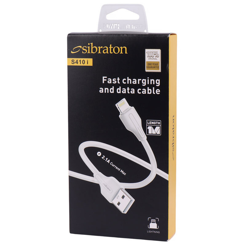 کابل آیفونی فست شارژ Sibraton S410i 2.1A 1m