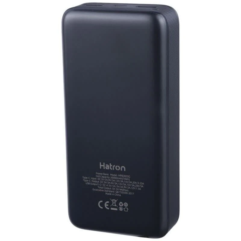 پاور بانک فست شارژ هترون HPB2055G PD QC3 100W ظرفیت 20000 میلی آمپر ساعت