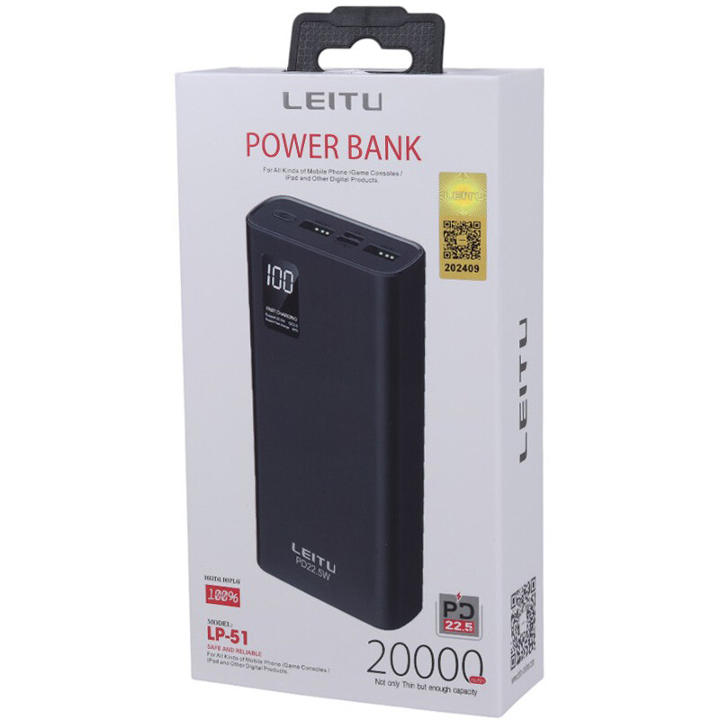 پاوربانک فست شارژ لیتو LP-51 QC3.0 PD 22.5W ظرفیت 20000 میلی آمپر ساعت