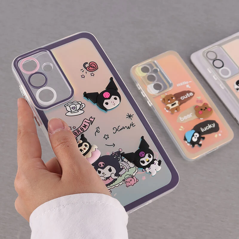 قاب هولوگرامی سامسونگ Galaxy A55 عروسکی برجسته محافظ لنزدار