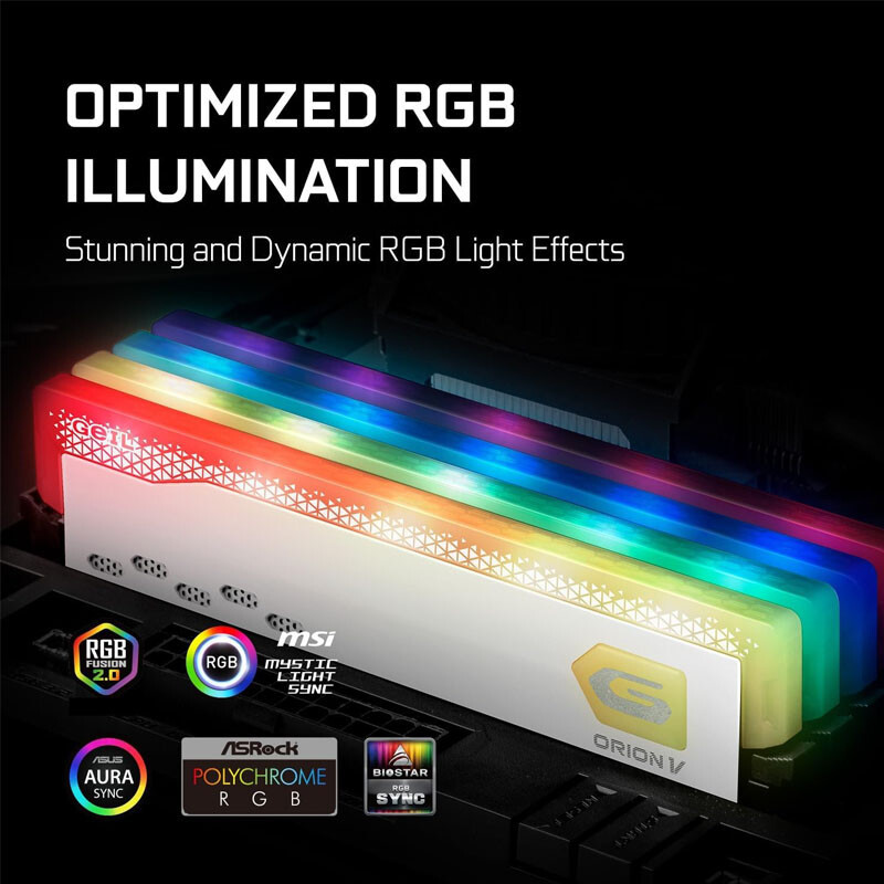 رم کامپیوتر گیل Orion V White RGB DDR5 32GB Dual 5200MHz CL34
