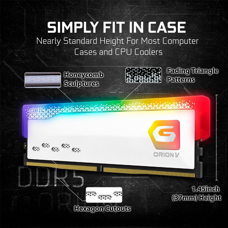رم کامپیوتر گیل Orion V White RGB DDR5 32GB Dual 5200MHz CL34