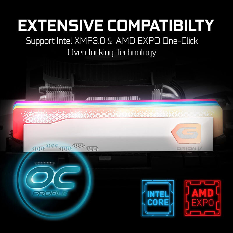 رم کامپیوتر گیل Orion V White RGB DDR5 32GB Dual 5200MHz CL34