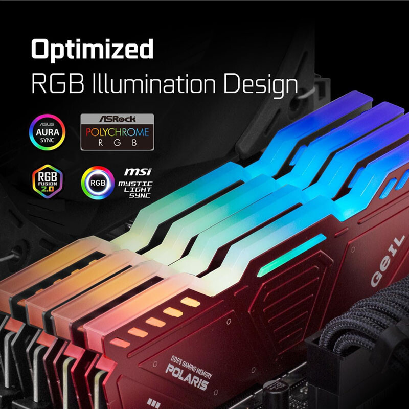 رم کامپیوتر گیل Polaris RED RGB DDR5 32GB Dual 5600MHz CL38