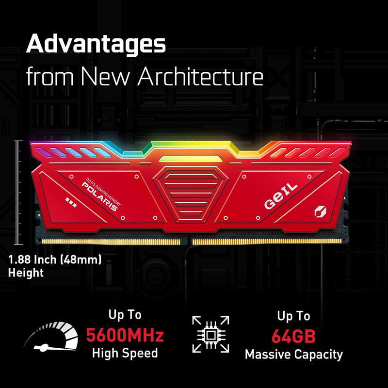 رم کامپیوتر گیل Polaris RED RGB DDR5 32GB Dual 5600MHz CL38