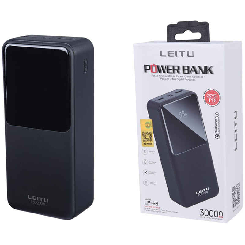پاوربانک فست شارژ لیتو LP-55 QC3.0 PD 22.5W ظرفیت 30000 میلی آمپر ساعت