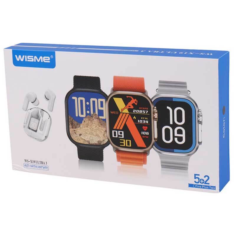 پکیج ساعت هوشمند و هندزفری بلوتوثی ویسمی Wisme WS-X19 Ultra 3