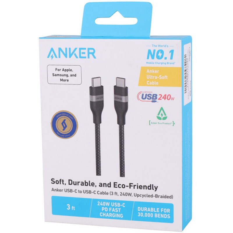 کابل تبدیل فست شارژ Anker A82E2 Type-C to Type-C PD 240W 1.8m