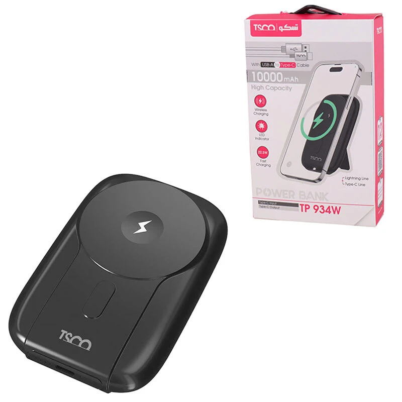پاور بانک بی سیم فست شارژ تسکو TP 934W PD 22.5W ظرفیت 10000 میلی آمپر ساعت