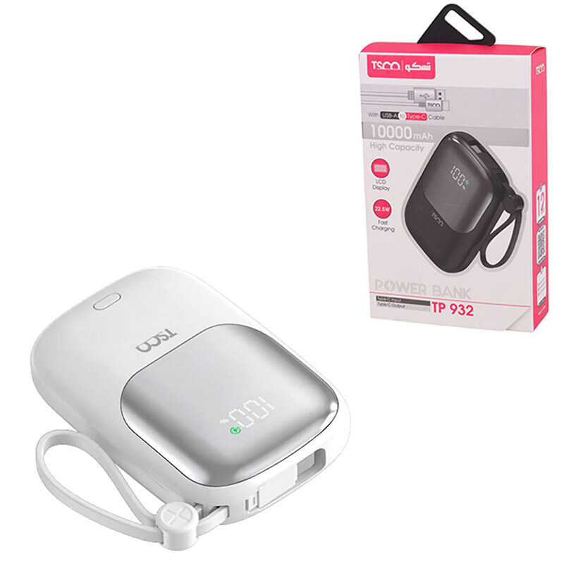پاور بانک فست شارژ تسکو TP 932 QC3.0 PD 22.5W ظرفیت 10000 میلی آمپر ساعت