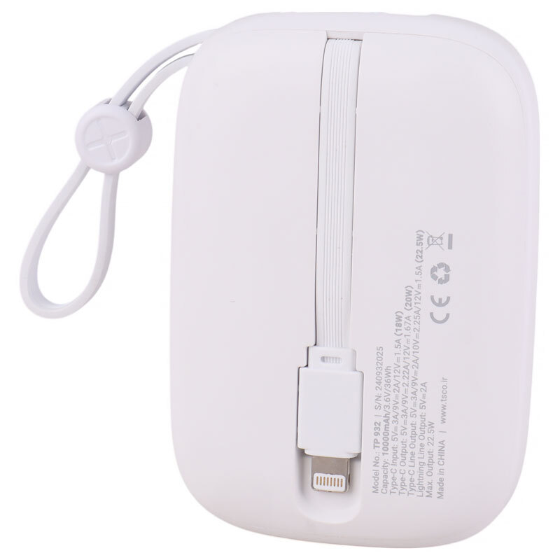 پاور بانک فست شارژ تسکو TP 932 QC3.0 PD 22.5W ظرفیت 10000 میلی آمپر ساعت
