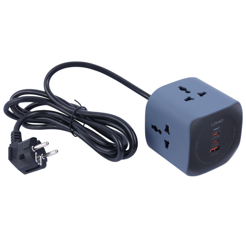 چند راهی 3 خانه الدینیو Universal Outlet SC3319 با کابل 2 متری + شارژر USB و Type-C