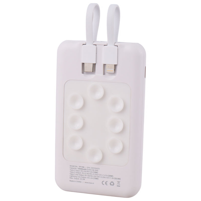 پاور بانک فست شارژ تسکو TP 936 QC3.0 PD 22.5W ظرفیت 10000 میلی آمپر ساعت