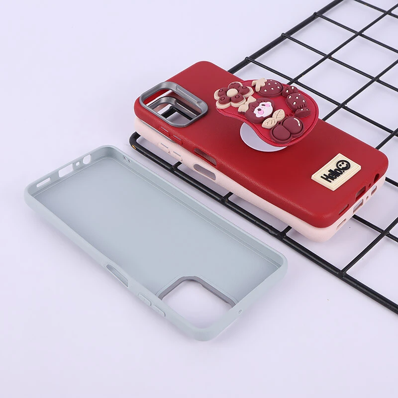 قاب چرمی ژله ای Leather سامسونگ Galaxy A06 پاپ سوکت دار